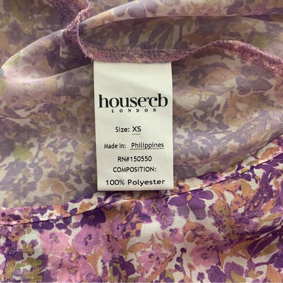 HOUSE OF CB Keala Purple Floral Sheer Side Peek-a-boo Cut Out Tie Cover Up Pants - Picture 8 of 14